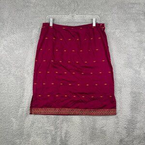 Amanda Smith Skirt Pink Gold Embroidered‎ Trim Straight Lightweight Skirt Size M